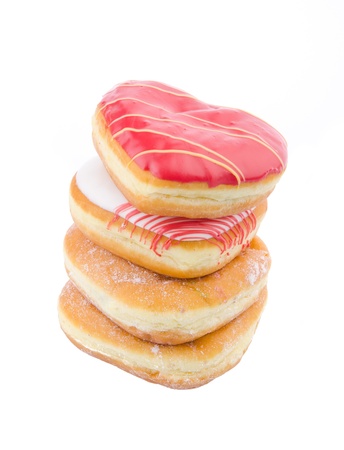 Donut, Heart Shaped Pastry on the backgroundの写真素材