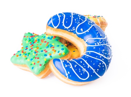 donut. moon shape donut on backgroundの写真素材