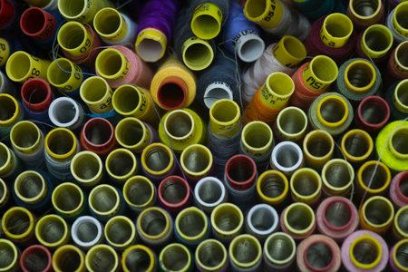 spools. many colorful spools of thread for sewing, colorful background