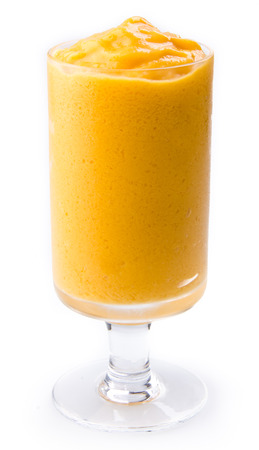 mango yogurt, milk shake isolated on whiteの写真素材