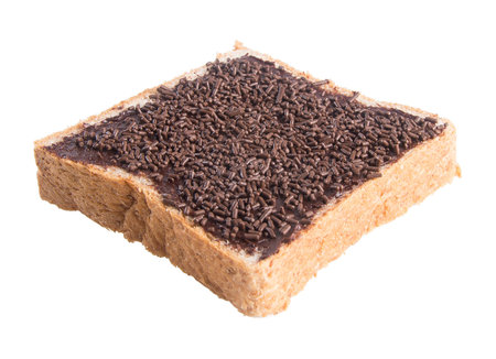 bread. slice of bread with chocolate cream on background
