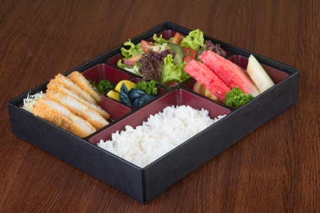 japanese cuisine lunch box set on the backgroundの写真素材