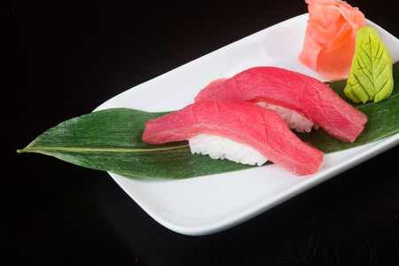 japanese cuisine. sushi tuna on backgroundの写真素材