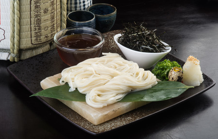 japanese cuisine. udon on backgroundの写真素材
