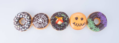 donut. halloween donut on a backgroundの写真素材