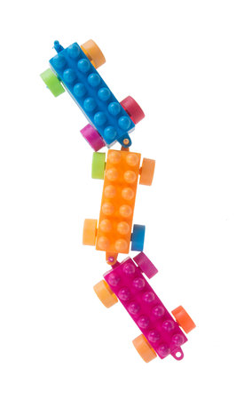 Toy block car isolated in white