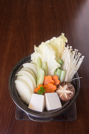japanese cuisine. hot pot on backgroundの写真素材