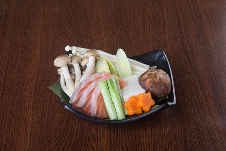 japanese cuisine. hot pot on backgroundの写真素材