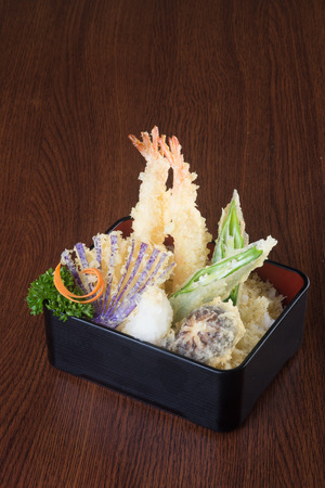 japanese cuisine. tempura. Deep fried mix vegetable on backgroundの写真素材