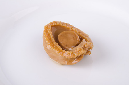 Chinese cuisine abalone on the white background.の写真素材