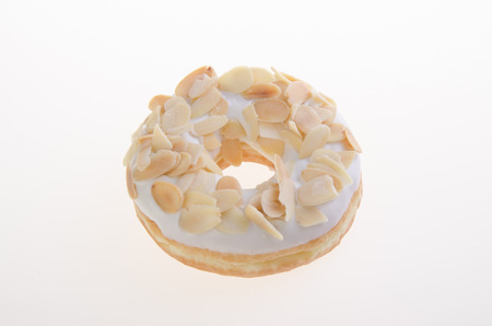 almond donut on the white backgroundの写真素材