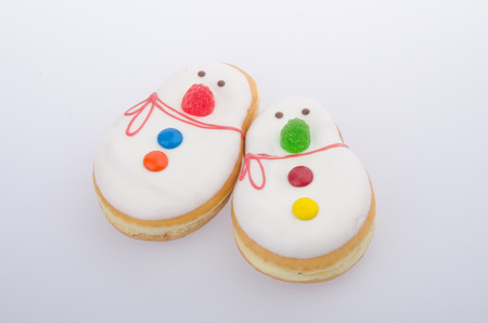 snowman Pastry on the white backgroundの写真素材
