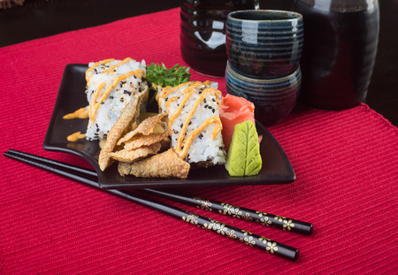 japanese cuisine. sushi on backgroundの写真素材