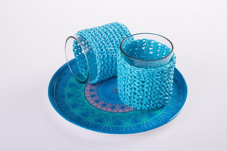 glass cup. Empty glass cup on the backgroundの写真素材