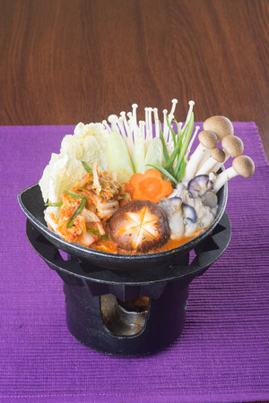 japanese cuisine. hot pot on backgroundの写真素材