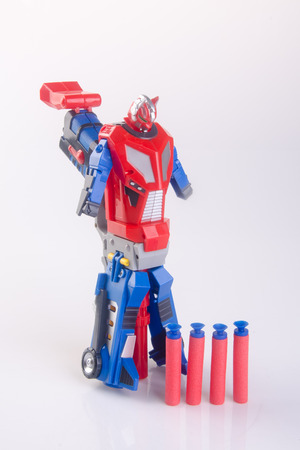 toy gun or toy dart gun on backgroundの写真素材