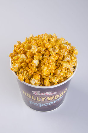 Singapore - 28 January 2016 : tgv cinema hollywood popcorn on the backgroundのeditorial素材