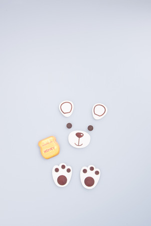 cake decoration or homemade "bear" cake decoration on a backgroundの写真素材