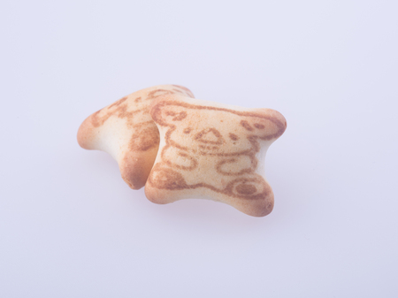 cookies or homemade cookies in shape of bears on backgroundの写真素材
