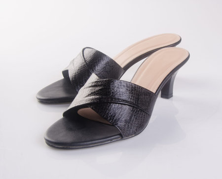shoe or black color lady shoes on a background