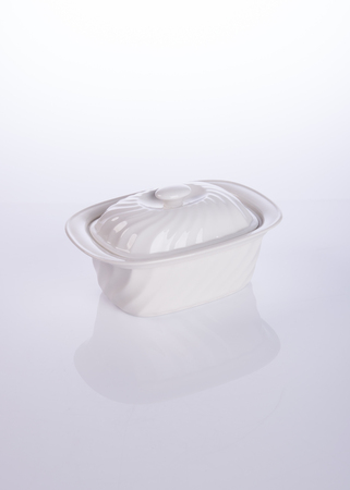 pot or ceramic food pot on a backgroundの写真素材