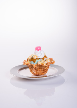 ice cream scoop or mixed ice cream on backgroundの写真素材
