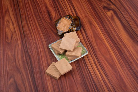 wafer or wafer biscuit on the backgroundの写真素材