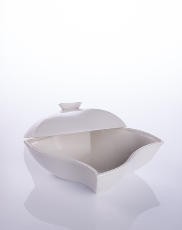 pot or ceramic food pot on a backgroundの写真素材