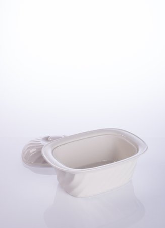 pot or ceramic food pot on a backgroundの写真素材