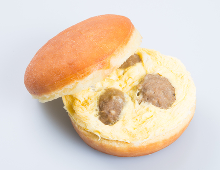 burger or egg burger on a backgroundの写真素材