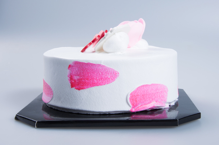 cake or birthday cake on a backgroundの写真素材