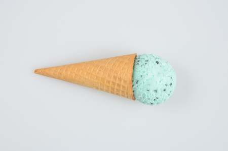 Ice cream cone or ice cream on grey backgroundの写真素材