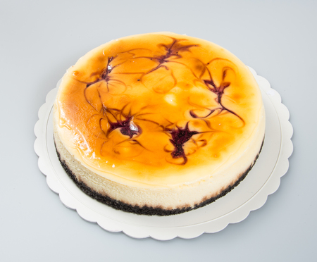 Cheese cake on a grey backgroundの写真素材