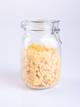 Cornflakes or raw Corn Flakes on a backgroundの写真素材