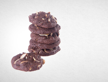 Cookies or Almonds chocolate cookies on backgroundの写真素材