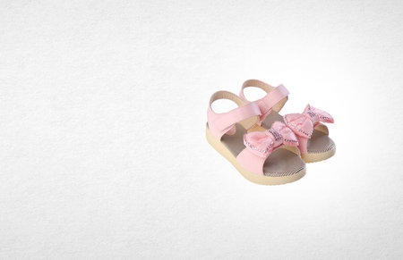 shoe or beautiful little girl shoes on a backgroundの写真素材