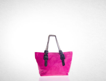 bag or red colour woman bag on backgroundの写真素材