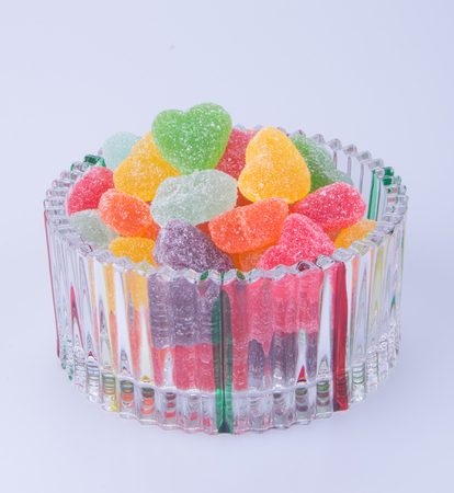 candies. jelly candies in glass bowl on a background.の写真素材