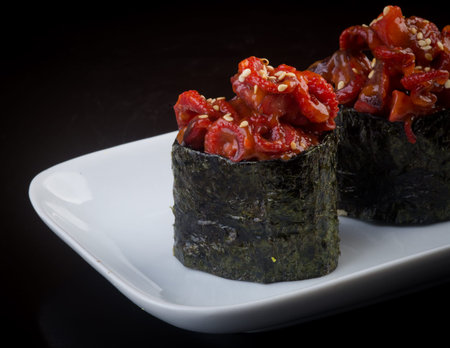 japanese cuisine. sushi octopus on backgroundの写真素材