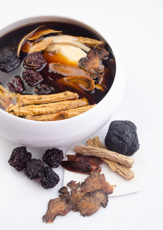 Chinese traditional herbs or medicine. the chinese words is not a or trademarkの写真素材