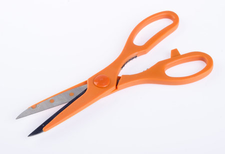 Kitchen scissors on the background.