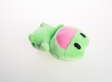 toy or frog soft toy on the backgroundの写真素材