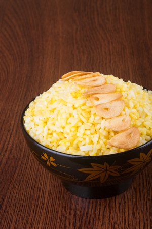 japanese cuisine. ginger fried rice on backgroundの写真素材