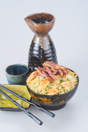 japanese cuisine. ginger fried rice on backgroundの写真素材
