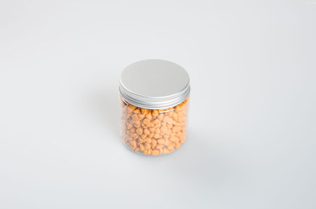 Chocolate chip morsels spread on a background