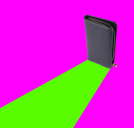 wallet. open purse on backgroundの写真素材