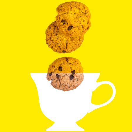 Cookies or Chocolate chips cookies with concept designの写真素材