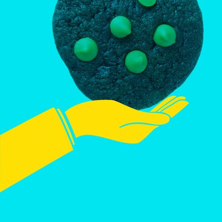 Cookies or Chocolate chips cookies with hand concept newの写真素材