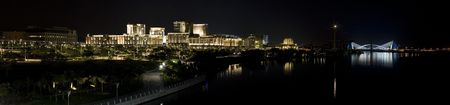 A night panoramic view of a part of a cityの写真素材