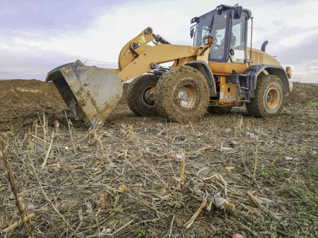 Wheel loader on a construction site